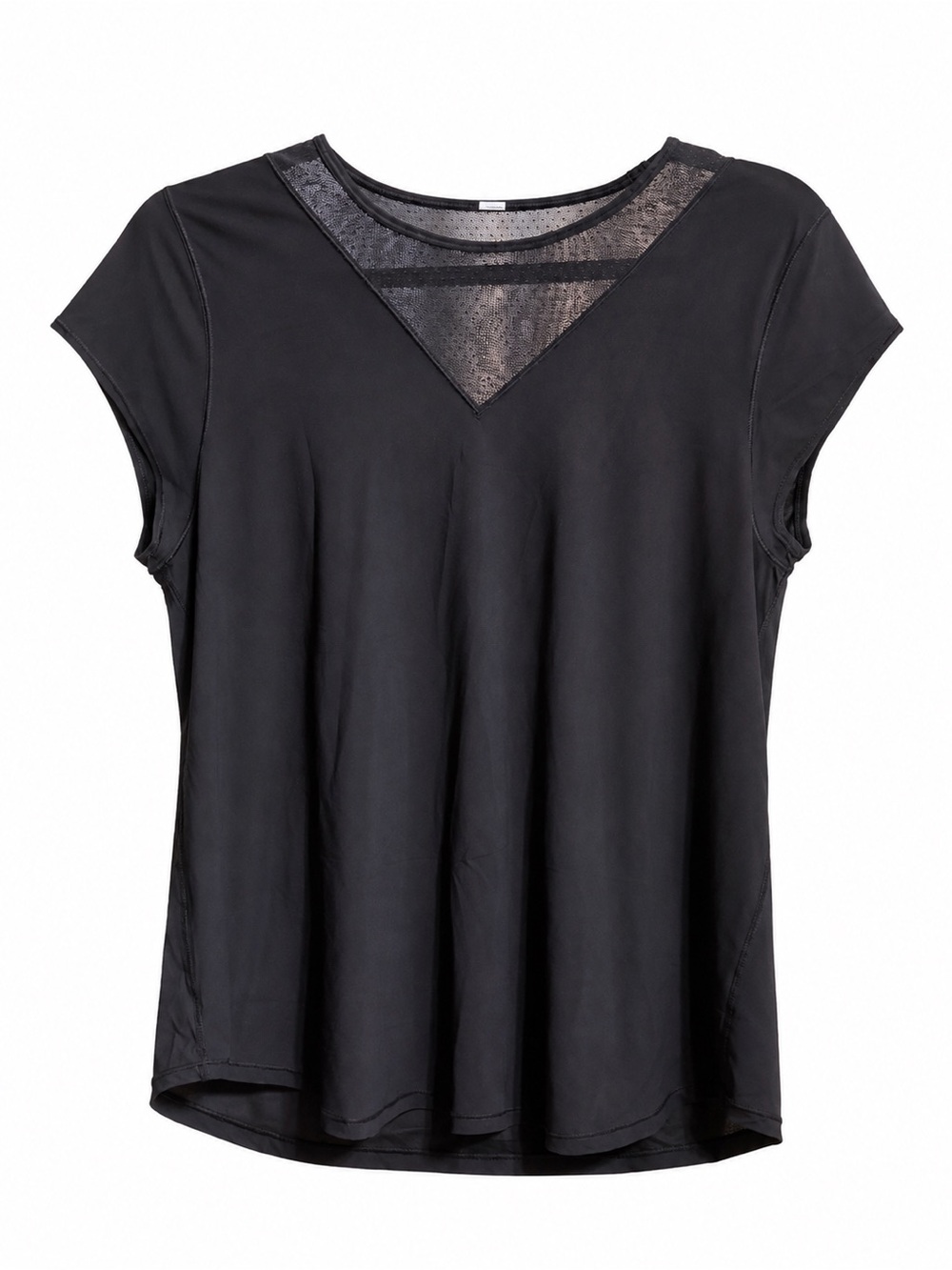 Lululemon Black Mesh Panel Short Sleeve Top